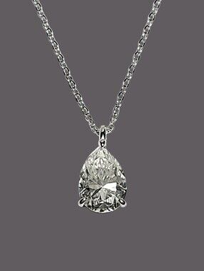 2.00 ct Moissanite VVS1 -D Silver Teardrop Pendant Necklace with Certificate